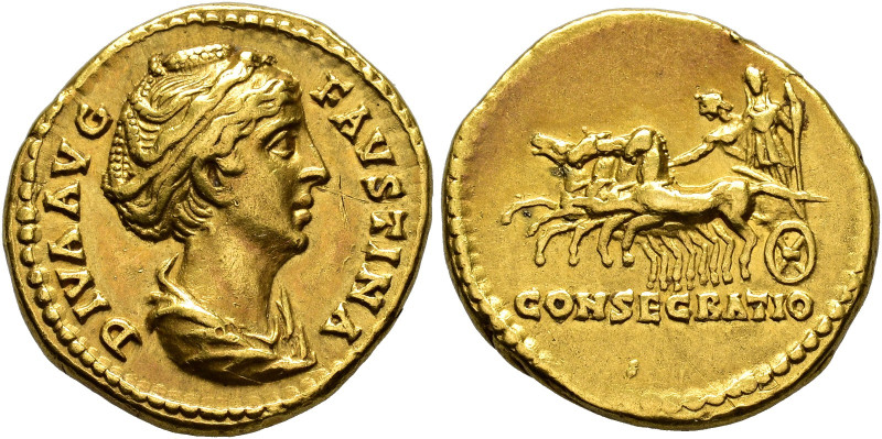 COLLECTION OF IMPERIAL AUREI. FAUSTINA THE ELDER. Aureus. Rome (141). Draped bus...