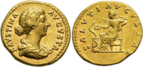 COLLECTION OF IMPERIAL AUREI. FAUSTINA THE YOUNGER. Aureus. Rome (161-176). Draped bust right; FAVSTINA AVGVSTA. Rev. Salus seated left, holding a pat...