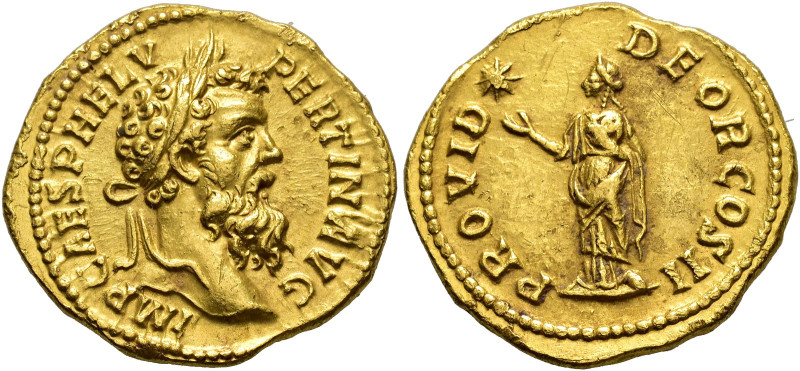 COLLECTION OF IMPERIAL AUREI. PERTINAX. Aureus. Rome (193). Laureate head right;...