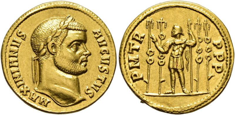 COLLECTION OF IMPERIAL AUREI. MAXIMIAN II. Aureus. Cyzicus (284-294). Laureate h...