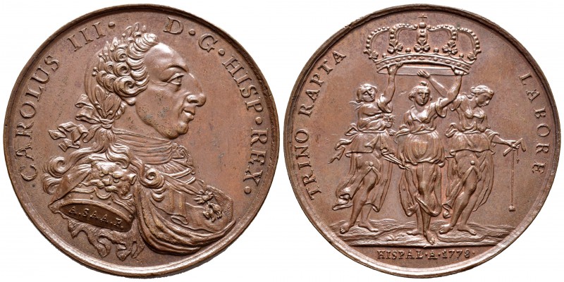 Carlos III (1759-1788). Medalla. 1778. (Vq-14126A). (Viv-53/V-3). Ae. 58,16 g. S...