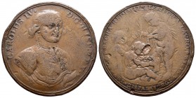 Carlos IV (1788-1808). Medalla. 1789. (Patrimonio-no la cita). (Vq-no la cita). Ae. 34,65 g. Escuela de la Nobles Artes de Sevilla. 42 mm. Golpes. BC-...
