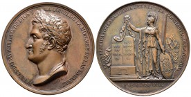 Fernando VII (1808-1833). Medalla. 1820. (Vq-337). Ae. 74,07 g. Restauración de la Constitución de 1812. Grabador CAQUE F. y BARRE. Diámetro 50 mm. Go...