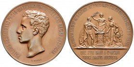 Alfonso XIII. Medalla de proclamación. 1902. (Rah-739). Rev.: El rey prestando juramento frente a la reina madre, detrás la alegoría de España. Ae. 94...