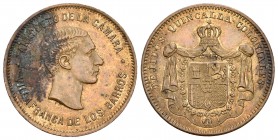 Villafranca de los Barros. Ae. 4,80 g. Ficha de comercio, Anacleto de la Cámara. Imita el tipo de las 25 pesetas de Alfonso XII. 23 mm. EBC. Est...40,...