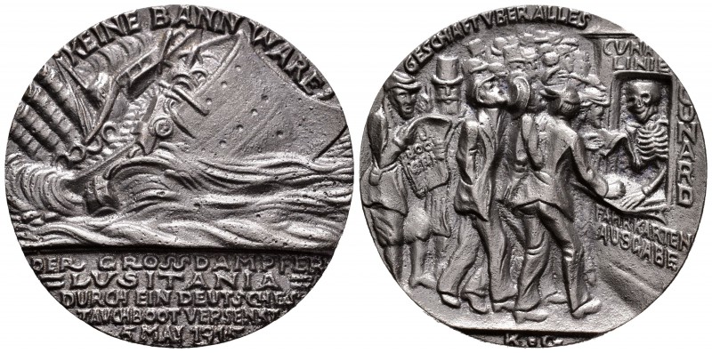Alemania. Medalla. Ae. 63,44 g. Conmemoración del hundimiento del Lusitania el 5...