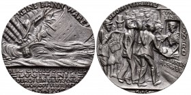 Alemania. Medalla. Ae. 63,44 g. Conmemoración del hundimiento del Lusitania el 5 de mayo de 1915. En su caja oficial y con el documento original. 55 m...