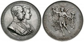 Austria. Franz Joseph I. 1881. (Horsky-4002). 82,10 g. Cansamiento del emperador Rudolf y Stefanie. Diámetro: 55 mm. EBC. Est...170,00.