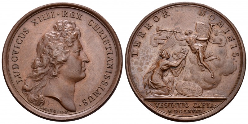 Francia. Louis XIV. Medalla. 1668. París. (Divo-104). Ae. 26,42 g. 41 mm. Toma d...