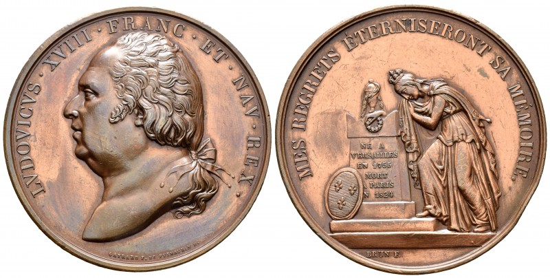 Francia. Louis XVIII. Medalla. 1824. Ae. 67,92 g. Grabador R. Gayrard y Brun. Di...