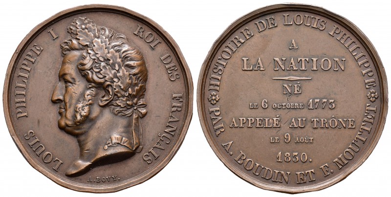 Francia. Louis Phillipe. Medalla. 1830. Ae. 37,57 g. 40 mm. Coronación de Louis ...