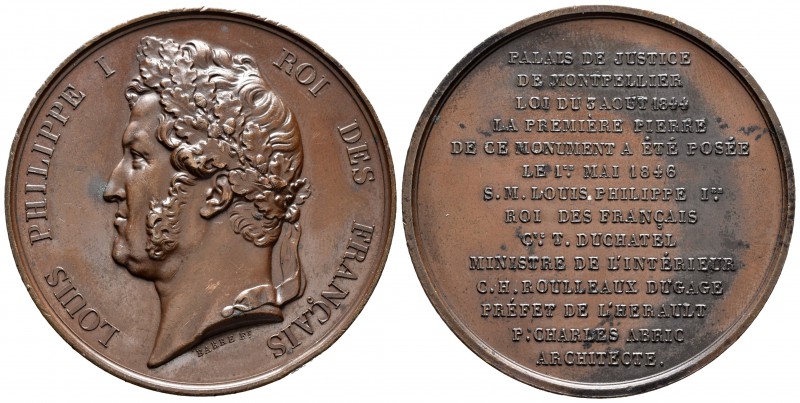 Francia. Louis Philippe I. Medalla. 1846. Ae. 67,29 g.  Grabador Barre F. Diámet...