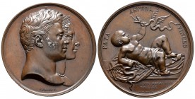 Francia. Medalla. 1850. (Coll-223). Ae. 64,67 g. Nacimiento del duque de Burdeos. Grabador Gayrard F. Diametro 50,5 mm. Con estuche. EBC. Est...80,00.