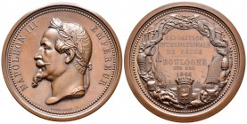Francia. Napoleón III. Medalla. 1866. Ae. 256,00 g. Exposición internacional de Peche. Grabador Alphée Dupois F. Diámetro 81 mm. SC-. Est...100,00....