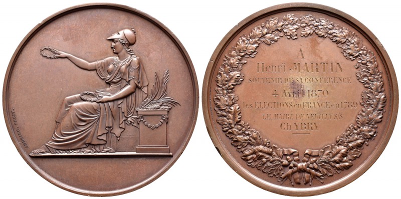 Francia. Medalla. 1870. Ae. 138,00 g. A Henry Martin por su conferencia sobre la...