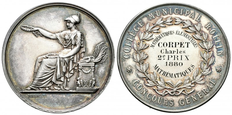 Francia. Medalla. 1880. Ag. 37,79 g. Concurso general de matemáticas del colegio...