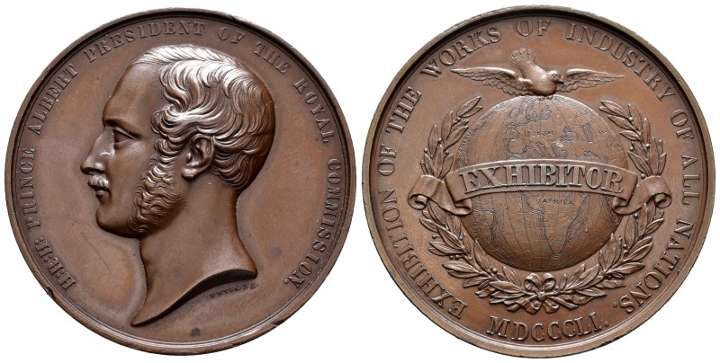 Gran Bretaña. Alberto I. Medalla. 1851. Ae. 63,53 g. Exhibición de los trabajos ...