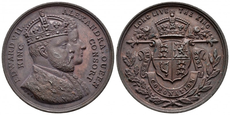 Gran Bretaña. Medalla. 1902. Ae. 25,23 g. Coronación del rey Edward VII y la rei...