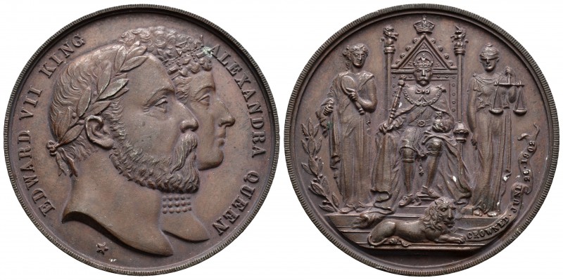 Gran Bretaña. Medalla. 1902. Ae. 33,99 g. Coronación del rey Edward VII y la rei...