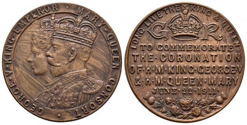 Gran Bretaña. Medalla. 1911. Ae. 20,72 g. Conmemoración de la coronación del rey...