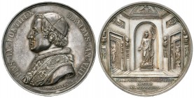 Vaticano. Pío IX. Medalla. 1853 / año 8. Roma. (Bartolotti-VIII-1). Ag. 33,86 g. Inaguración del Museo Cristiano de Letrán. Grabador Cerbara. 43,5 mm....