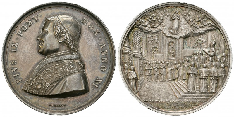 Vaticano. Pío IX. Medalla. 1856 / año 11. Roma. (Bartolotti-XI-1). Ag. 37,82 g. ...