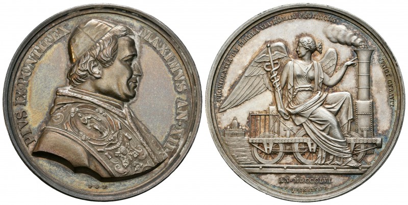 Vaticano. Pío IX. Medalla. 1856 / año 12. Roma. (Bartolotti-XII-1). Ag. 34,47 g....