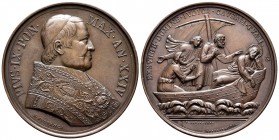 Vaticano. Pío IX. Medalla. 1869. Ae. 51,56 g. Defensa de los derechos de la iglesia. Grabador F. Speranza. Diámetro 48 mm. EBC+/SC-. Est...90,00.