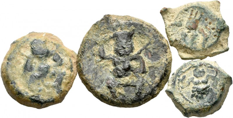 Lote de 4 pequeños bronces ibéricos de Ebusus. A EXAMINAR. BC/BC+. Est...80,00....