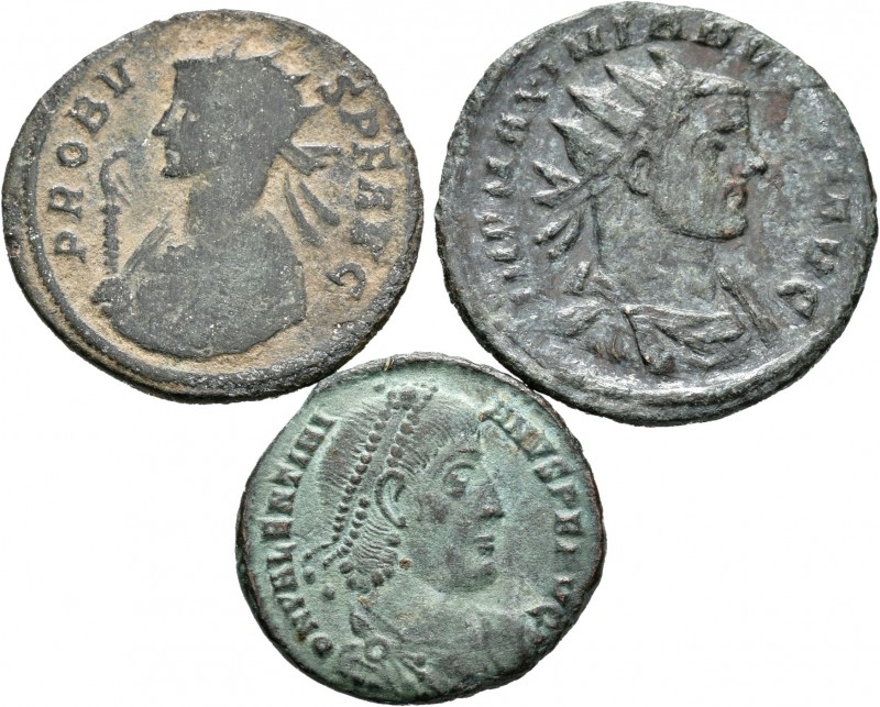 Lote de 3 bronces del Imperio Romano, Probo, Valentiniano y Maximiano. A EXAMINA...