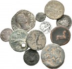 Lote de 11 piezas romanas diferentes, incluye tres de plata. A EXAMINAR. BC-/BC+. Est...100,00.