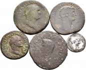 Lote de 5 monedas, bronce ibérico (1) y romanos (3) y denario de Trajano (1). A EXAMINAR. BC/BC+. Est...60,00.