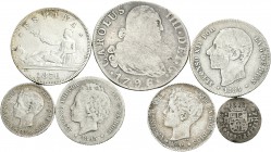  Lote de 7 monedas de plata españolas diferentes. A EXAMINAR. BC/MBC. Est...40,00.