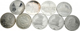 Austria. Lotes de 9 monedas de 100 schillings, 1975, 1977(2), 1978 (4), 1979 (2). Todas conmemorativas. A EXAMINAR. SC. Est...100,00.
