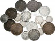 Lote de 21 piezas de Canadá, 1 cent (1881, 1882, 1891, 1900, 1901, 1905, 1914), 10 cents (1905, 1910, 1911, 1928, 1932, 1944), 25 cents (1870, 1899, 1...