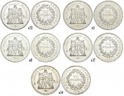 Francia. Lote de 57 monedas de plata de 50 francos, 1974 (13), 1975 (5), 1976 (8), 1977 (17) y 1978 (14). A EXAMINAR. EBC+/SC. Est...600,00.