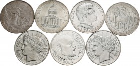 Francia. Lote de 7 piezas de 100 francos, 1982, 1984, 1985(3), 1986, 1988. Todas conmemorativas. A EXAMINAR. SC. Est...120,00.
