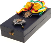 Gabon National Order of Merit Grand Cross Set 1971 vgAg 73x54 mm; 79x68 mm.; Enameled; with original sash with bow; with hallmark; with pins; in origi...
