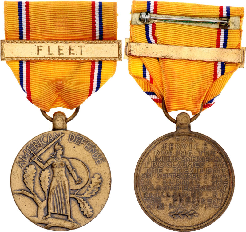 United States American Defence Service Medal with Fleet Clasp 1941 Barac# 87e, B...