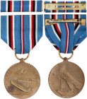 United States American Campaign Medal 1942 Barac# 100, Bronze 32 mm.; With original ribbon and bar; Condition-I; (KW1013)
