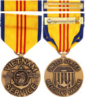 United States Merchant Marine Vietnam Service Medal 1968 Bronze 35 mm.; With original ribbon; Condition-I; (KW1047)