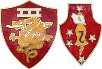 United States 2nd Marine Division and 3rd Marine Amphibious Corps Unit Crests 20 - th Century AE; Enameled; with broken clasps; Condition-I; (KW1597)