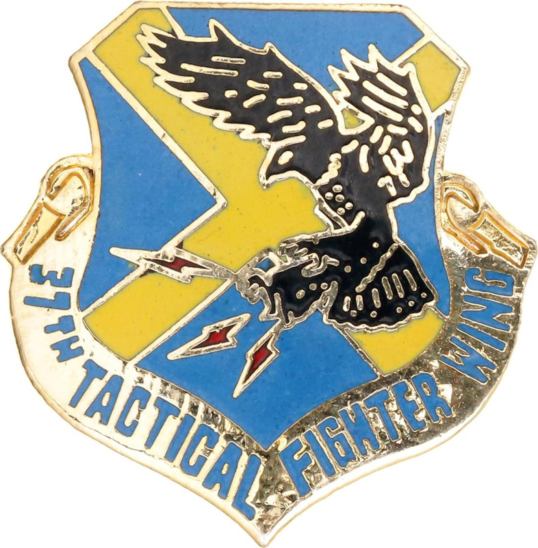 United States 37th Tactical Fighter Wing Unit Crest 20 - th Century AE 25mm; Ena...