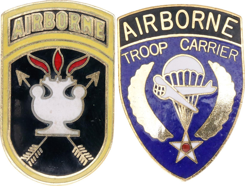 United States Lot of 2 Airborne Badges 20 - th Century AE; Enameled; Condition-I...