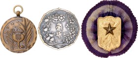 Japan Lot of 3 Badges 20 - th Century Ag, AE; With original rosette; with hallmark; Condition-I