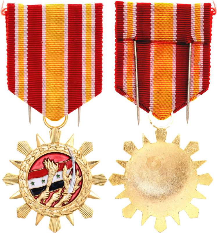 Syria Army Long & Exemplary Service I Class Medal (Variant with Red Flag) 1963 -...