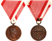 Austria Bravery Bronze Medal "Der Tapferkeit" 1917 - 1918 Barac# 92, Bronze 31 mm.; Karl I (1917-1918); with original ribbon; original name: Tapferkei...