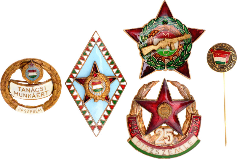 Hungary Lot of 5 Badges 20 - th Century vgAE; Enameled; Condition-I