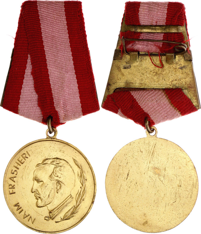 Albania Republic Naim Frashëri Medal 1960 Bronze 32 mm.; With original ribbon; C...