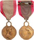 Belgium Queen Elizabeth Medal 1915 Barac# 128, Bronze 35 mm.; With original ribbon; Original name: Medaille de la Reine Elisabeth; Condition-I; (KW195...